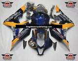 Blue, Yellow and Black Nutec Fairing Kit for a 2007 and 2008 Honda CBR600RR motorcycle