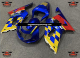 Blue, Yellow and Red Telefonica Fairing Kit for a 2000, 2001, 2002 & 2003 Suzuki GSX-R600 motorcycle