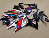 White, Red, Black and Blue Fairing Kit for a 2016, 2017, 2018, 2019, 2020 and 2021 BMW S1000R motorcycle