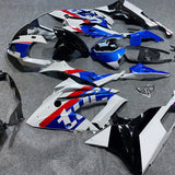 White, Blue, Red and Black Fairing Kit for a 2017 and 2018 BMW S1000RR motorcycle