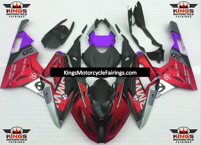 BMW S1000RR (2017-2018) Matte Red, Matte Black, Matte Silver & Purple Fairings
