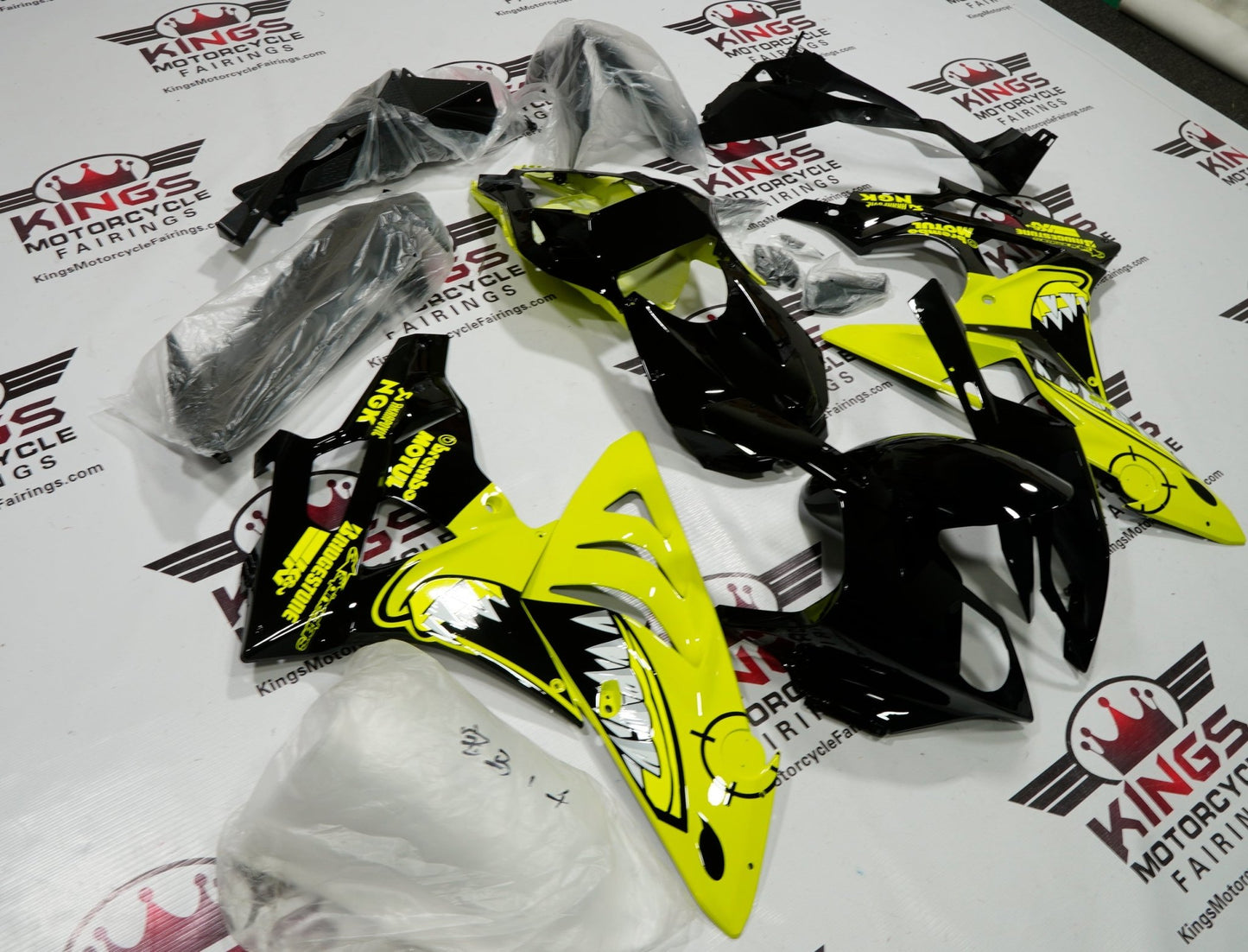 BMW S1000RR (2009-2014) Neon Yellow & Black Shark Fairings at KingsMotorcycleFairings.com