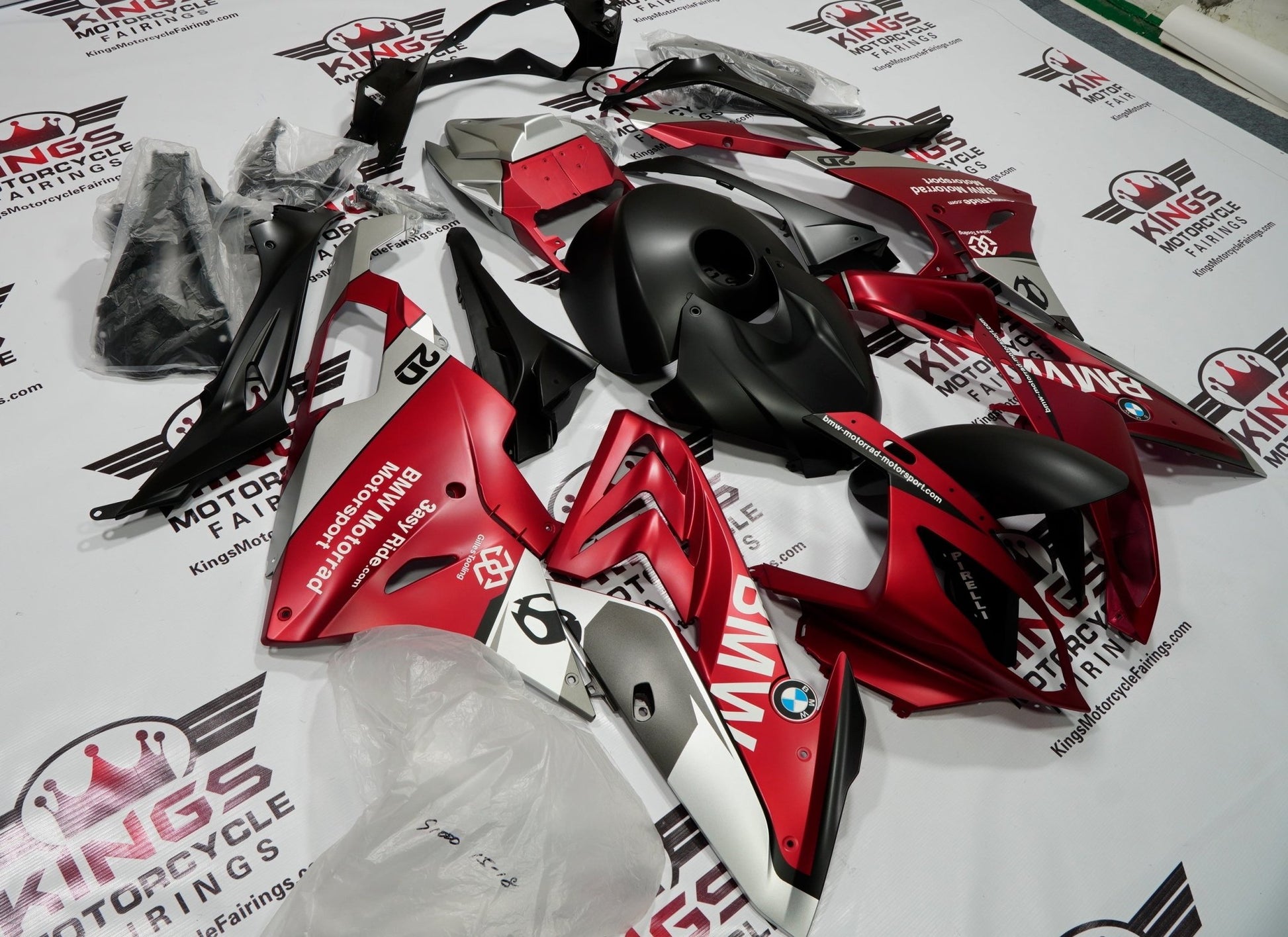 BMW S1000RR Fairings (2015-2016) Matte Red, Black, Silver at KingsMotorcycleFairings.com