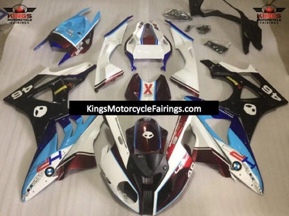 White, Light Blue, Black and Blue HP Fairing Kit for a 2009, 2010, 2011, 2012, 2013 and 2014 BMW S1000RR motorcycle