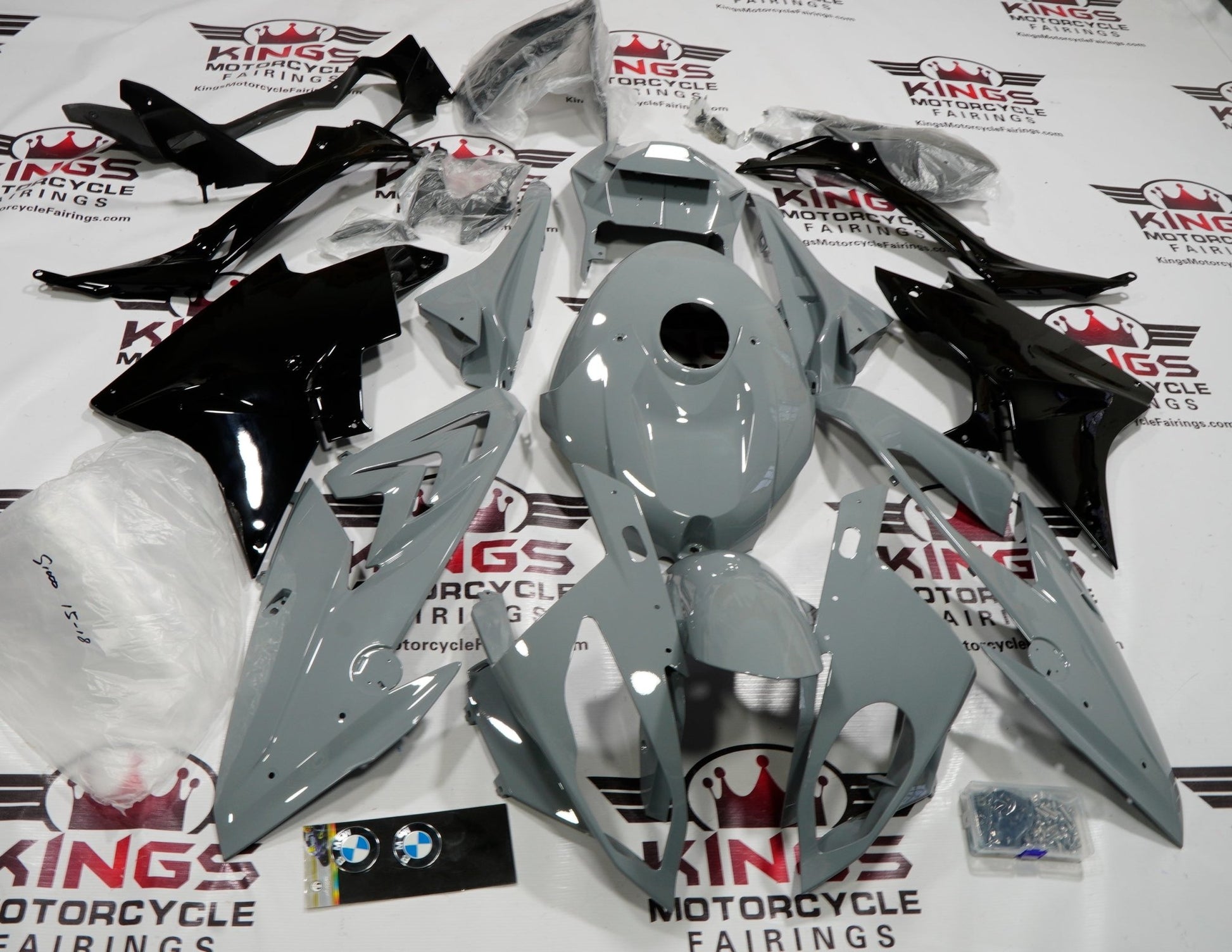BMW S1000RR Fairings (2017-2018) Nardo Gray, Black at KingsMotorcycleFairings.com