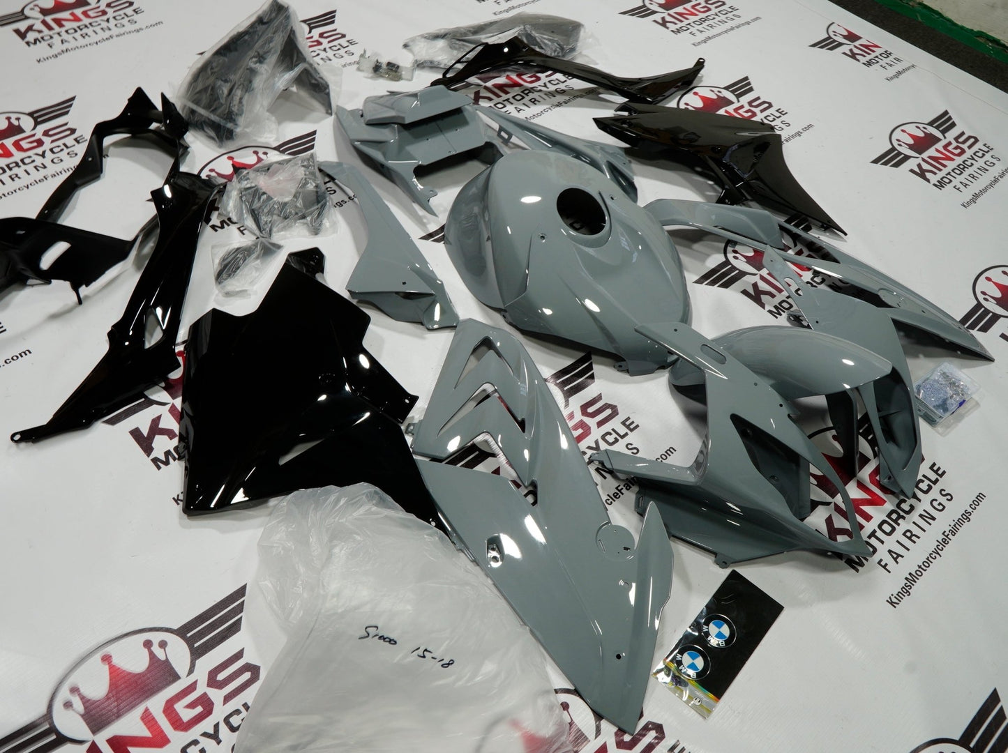BMW S1000RR Fairings (2017-2018) Nardo Gray, Black at KingsMotorcycleFairings.com