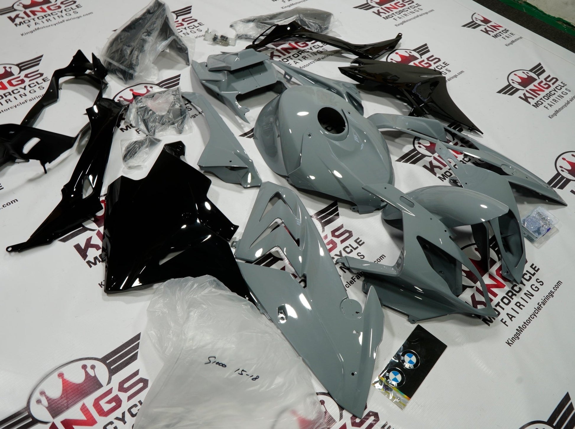 BMW S1000RR Fairings (2017-2018) Nardo Gray, Black at KingsMotorcycleFairings.com
