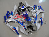 White, Blue and Red Fairing Kit for a 2009, 2010, 2011, 2012, 2013 & 2014 BMW S1000RR motorcycle