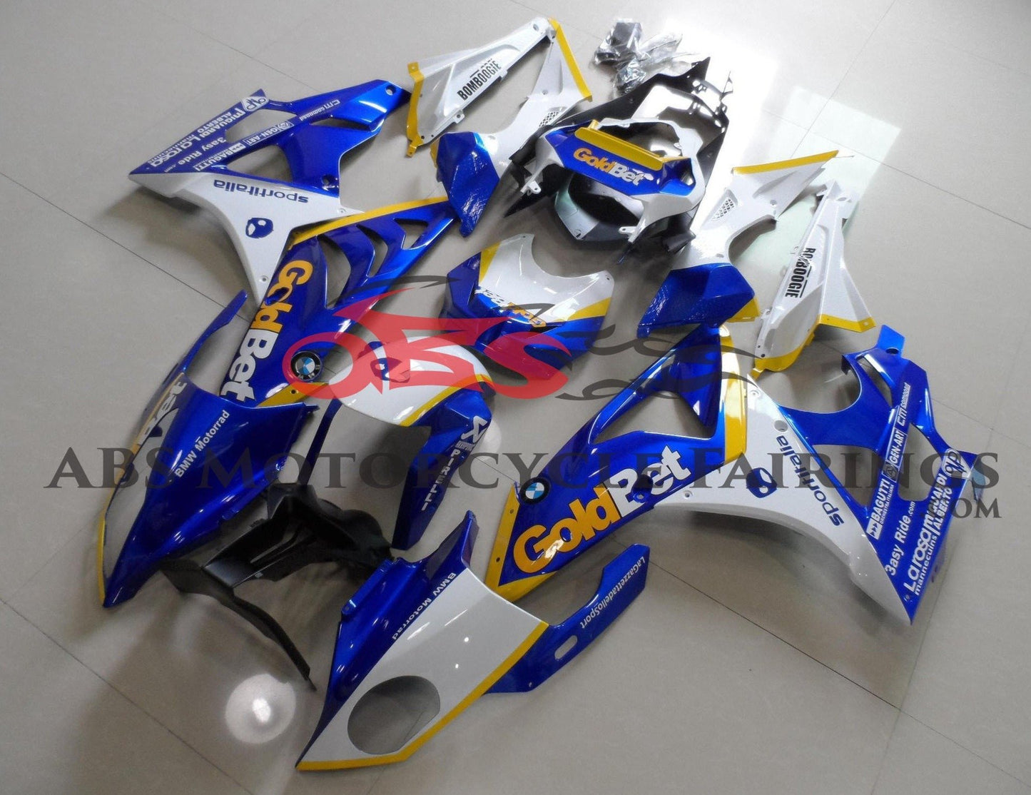BMW S1000RR (2015-2016) Blue, White & Yellow GoldBet Fairings
