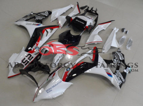 White, Black & Red Fairing Kit for a 2017 and 2018 BMW S1000RR motorcycle