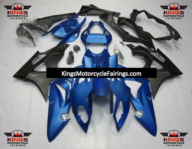 BMW S1000RR Fairing Set (2017-2018) Matte Blue, Matte Black at KingsMotorcycleFairings.com