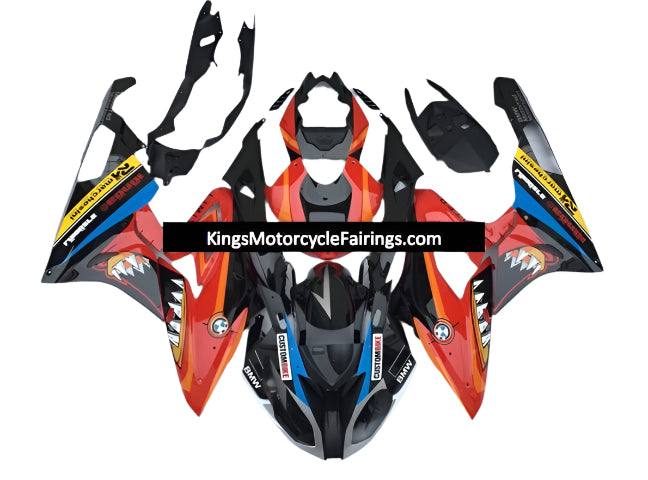 BMW S1000RR Fairings (2009-2014) Black, Red Shark at KingsMotorcycleFairings.com
