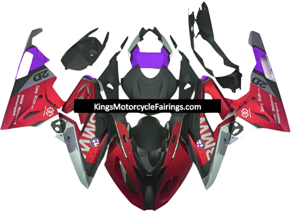 BMW S1000RR Fairings (2009-2014) Matte Red, Matte Black, Matte Silver, Purple at KingsMotorcycleFairings.com