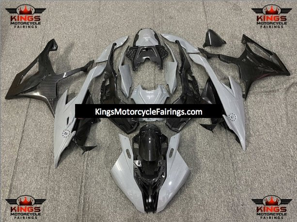 BMW S1000RR Fairings (2019-2022) Nardo Gray, Faux Carbon Fiber at KingsMotorcycleFairings.com
