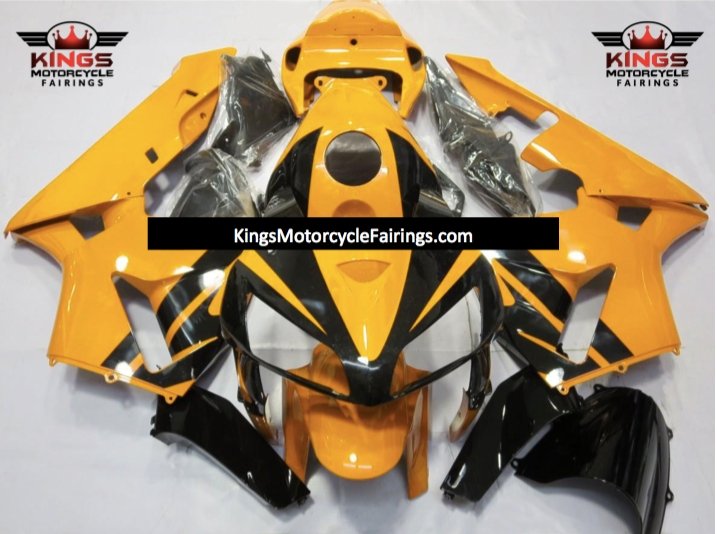 Light Orange and Black Fairing Kit for a 2005 and 2006 Honda CBR600RR motorcycle