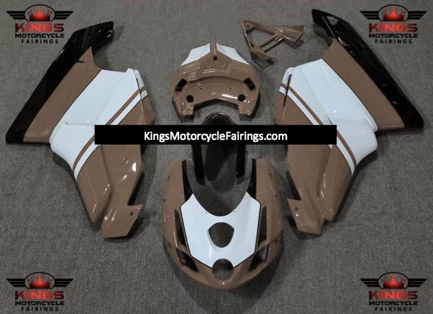 Brown, White and Black Fairing Kit for a 2005 & 2006 Ducati 999 motorcycle