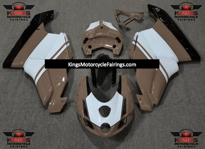 Brown, White and Black Fairing Kit for a 2005 & 2006 Ducati 999 motorcycle