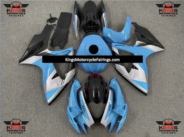 Baby Blue, Silver and Black Fairing Kit for a 2006 & 2007 Suzuki GSX-R750 motorcycle