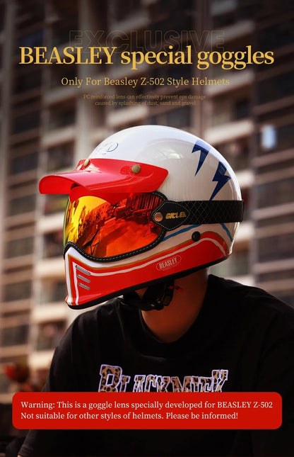 Beasley Motorcycle Helmet HD Bubble Goggles with Clear Visor Lens is brought to you by KingsMotorcycleFairings.com