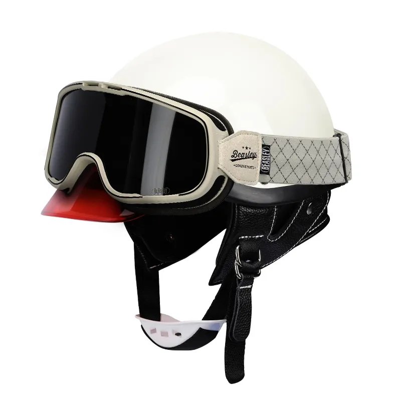 Beasley Motorcycle Helmet HD Goggles in Cream White is brought to you by KingsMotorcycleFairings.com