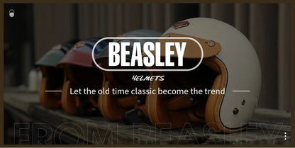 Pearl White & Leather Open Face 3/4 Beasley Motorcycle Helmet is brought to you by KingsMotorcycleFairings.com