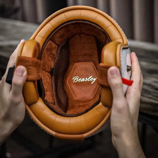 Open Face 3/4 Motorcycle Helmet, Pearl White & Leather