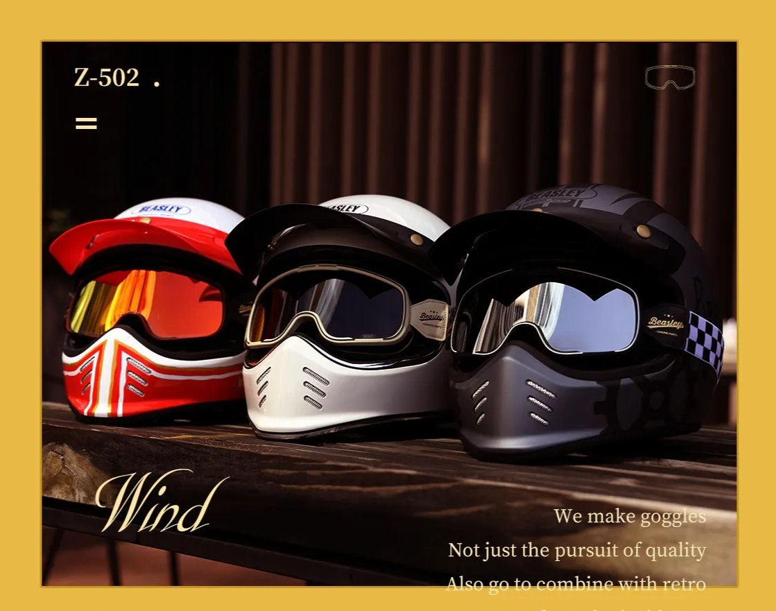 Beasley Motorcycle Helmet HD Goggles - Black, Gold