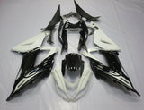 Black, White and Silver Fairing Kit for a 2013, 2014, 2015, 2016, 2017 & 2018 Kawasaki ZX-6R 636 motorcycle
