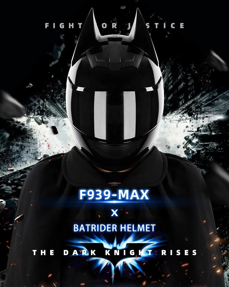 Black Batman Motorcycle Helmet with Black Visor Black Batman Motorcycle Helmet with Black Visor