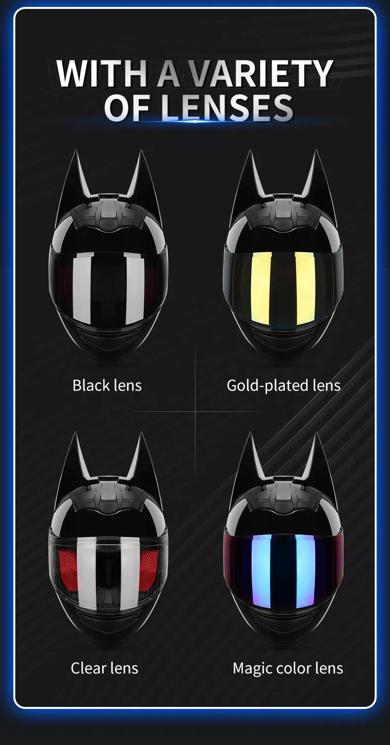 Black Batman Motorcycle Helmet with Clear Visor