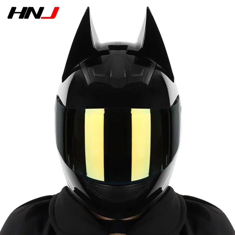 bat ears for motorcycle helmet Black Batman Motorcycle Helmet with Black Visor