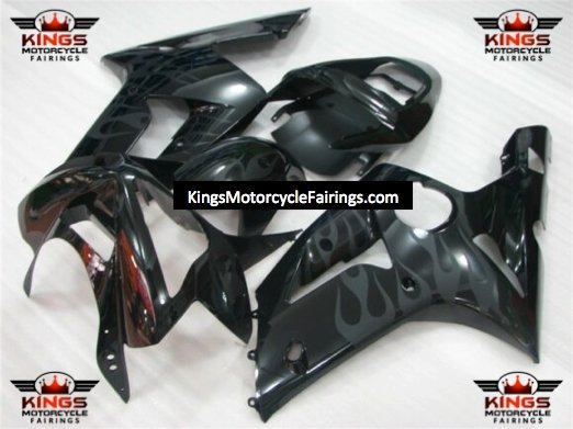 Black Flame Fairing Kit for a 2003 & 2004 Kawasaki ZX-6R 636 motorcycle
