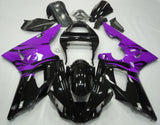 Black and Purple Flames Fairing Kit for a 2000 & 2001 Yamaha YZF-R1 motorcycle