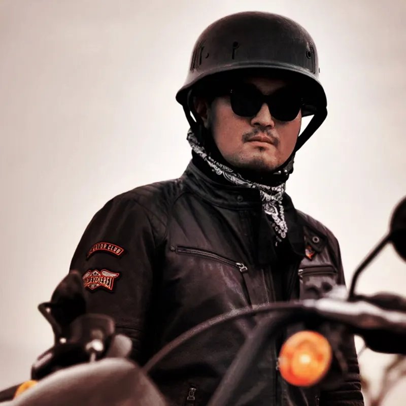 Motorcycle Helmet:Black Half Face Soldier: Kings Motorcycle