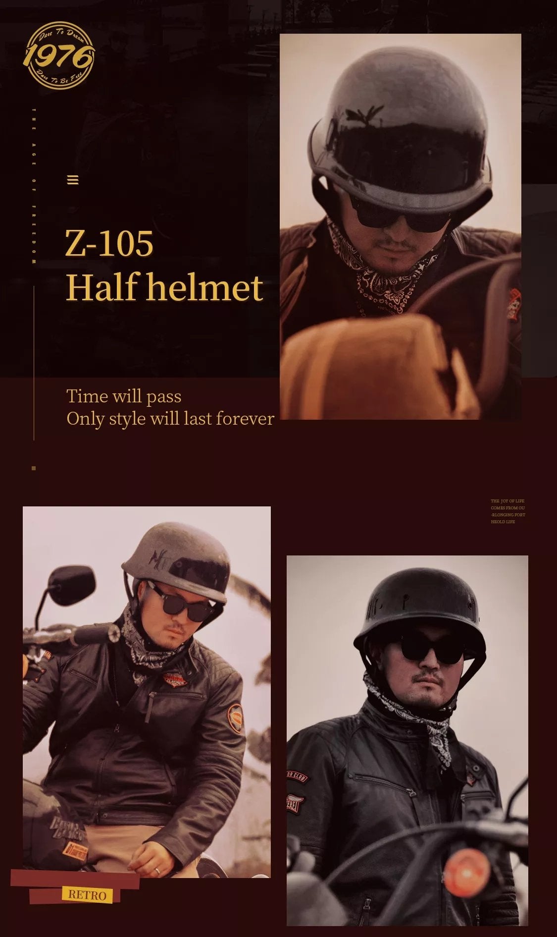 Motorcycle Helmet:Black Half Face Soldier: Kings Motorcycle