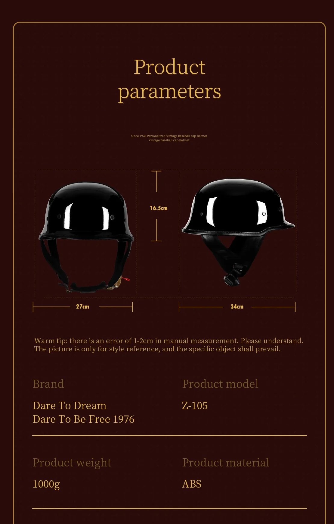 Motorcycle Helmet:Black Half Face Soldier: Kings Motorcycle