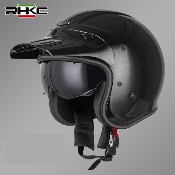 Black RHKC Open Face Motorcycle Helmet at KingsMotorcycleFairings.com