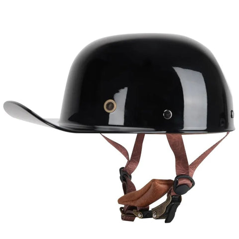 Black Retro Baseball Cap Motorcycle Helmet is brought to you by KingsMotorcycleFairings.com