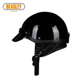Black Retro Open Face 3/4 Beasley Motorcycle Helmet is brought to you by KingsMotorcycleFairings.com