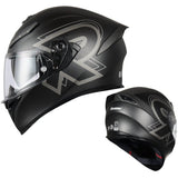 Black Satin & Silver Ryzen Motorcycle Helmet at KingsMotorcycleFairings.com