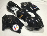 Black Steelers Fairing Kit for a 1999, 2000, 2001, 2002, 2003, 2004, 2005, 2006, & 2007 Suzuki GSX-R1300 Hayabusa motorcycle