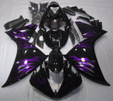 Black and Purple Flames Fairing Kit for a 2012, 2013 & 2014 Yamaha YZF-R1 motorcycle
