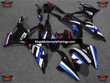 Black, Blue, Red and White Fairing Kit for a 2019, 2020 and 2021 BMW S1000RR motorcycle