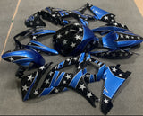Black, Blue and Silver Tribal Star Fairing Kit for a 2007 & 2008 Suzuki GSX-R1000 motorcycle