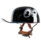 Black, Blue and White Cartoon Eye Retro Baseball Cap Motorcycle Helmet is brought to you by KingsMotorcycleFairings.com