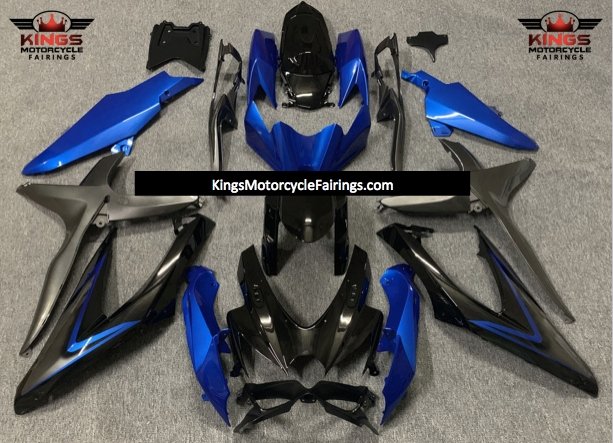 Suzuki GSXR750 (2008-2010) Black, Blue & Gray Fairings
