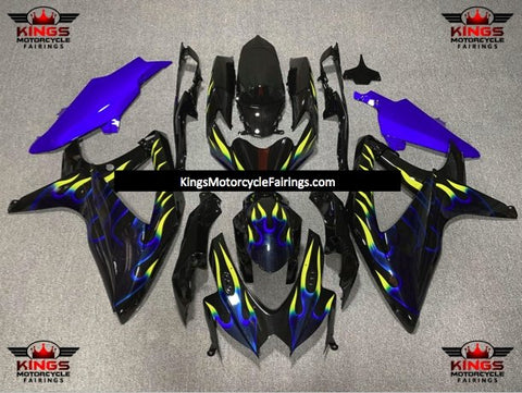 Suzuki GSXR600 (2008-2010) Black, Blue & Yellow Flame Fairings