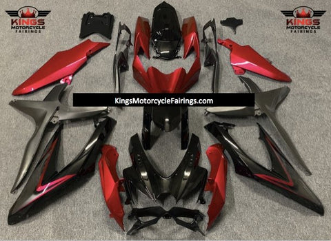 Suzuki GSXR600 (2008-2010) Black, Candy Red & Gray Fairings