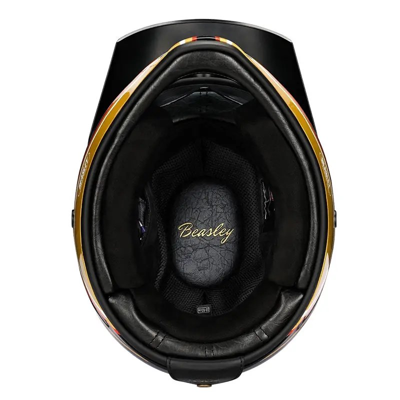 Black, Gold and White Lightning Beasley Open-Face Motorcycle Helmet is brought to you by KingsMotorcycleFairings.com