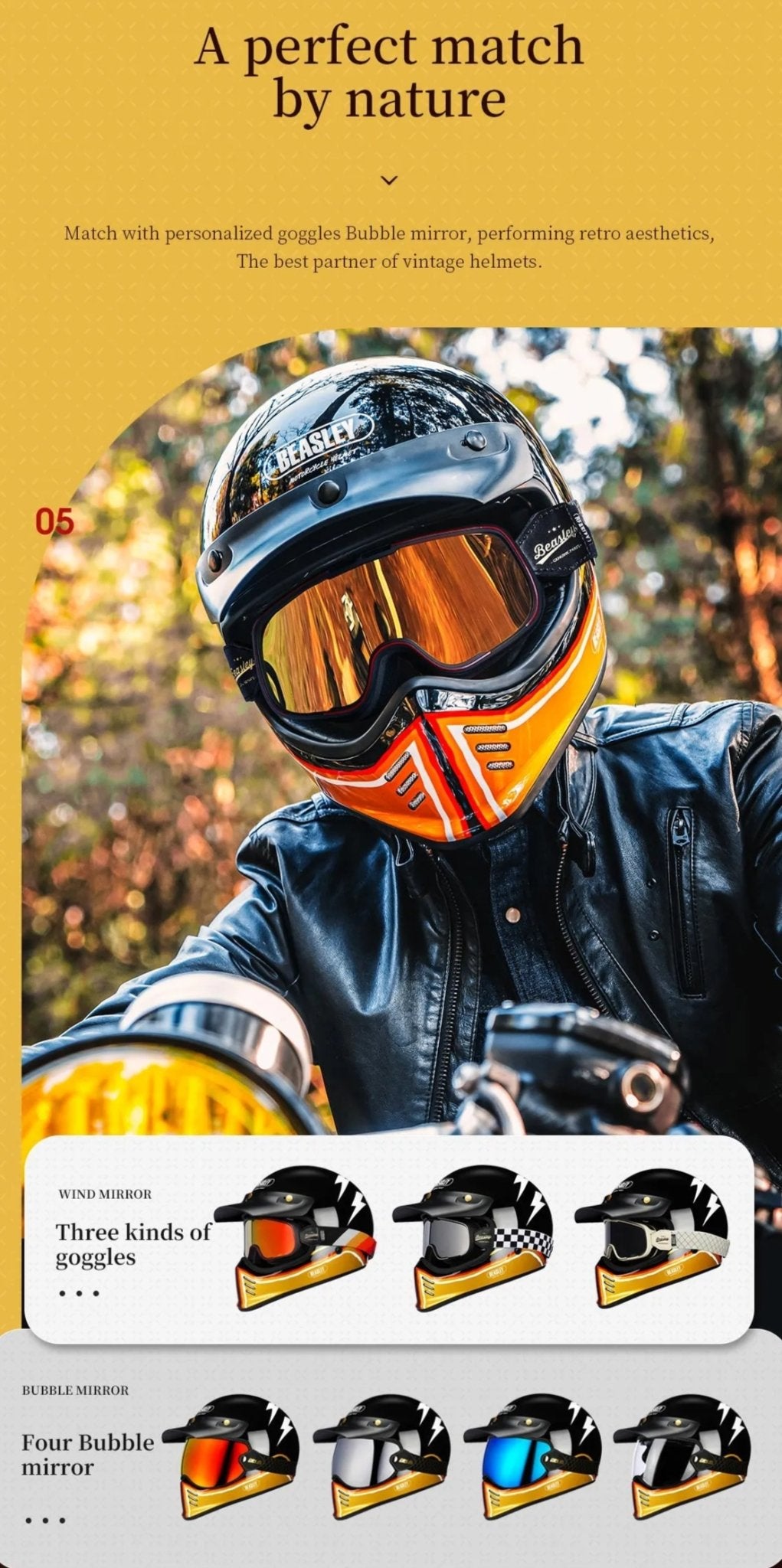 Black, Gold and White Lightning Beasley Open-Face Motorcycle Helmet is brought to you by KingsMotorcycleFairings.com